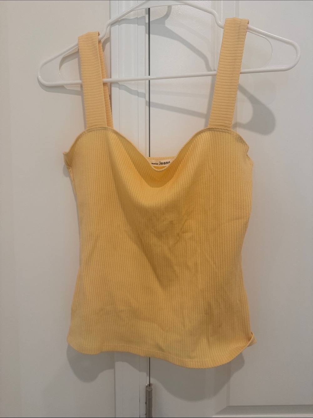 Reformation Yellow Ribbed Square-Neck Camisole